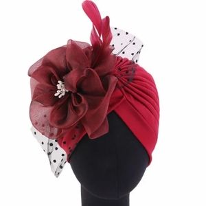 Beautiful Vintage Flower Turban Fascinator Cover Alopecia Chemo Church Derby Tea